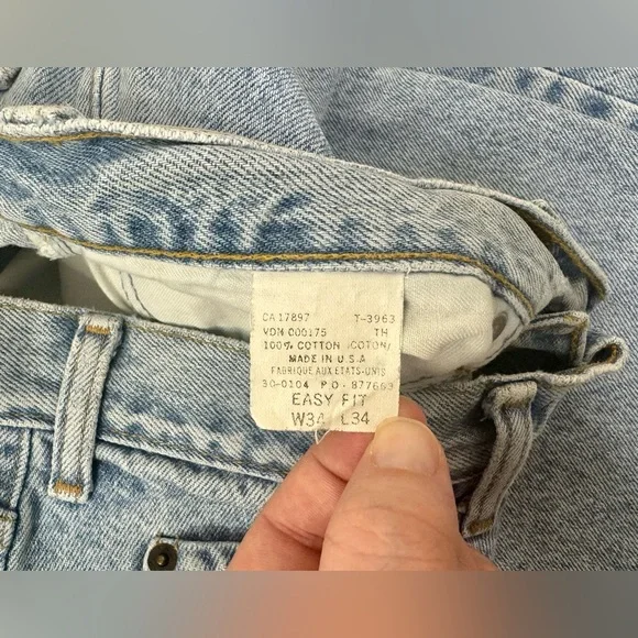 VTG 90s GAP Jeans Easy Fit USA Made Mens 34x34 Medium Wash Straight High Waist - Picture 9 of 12